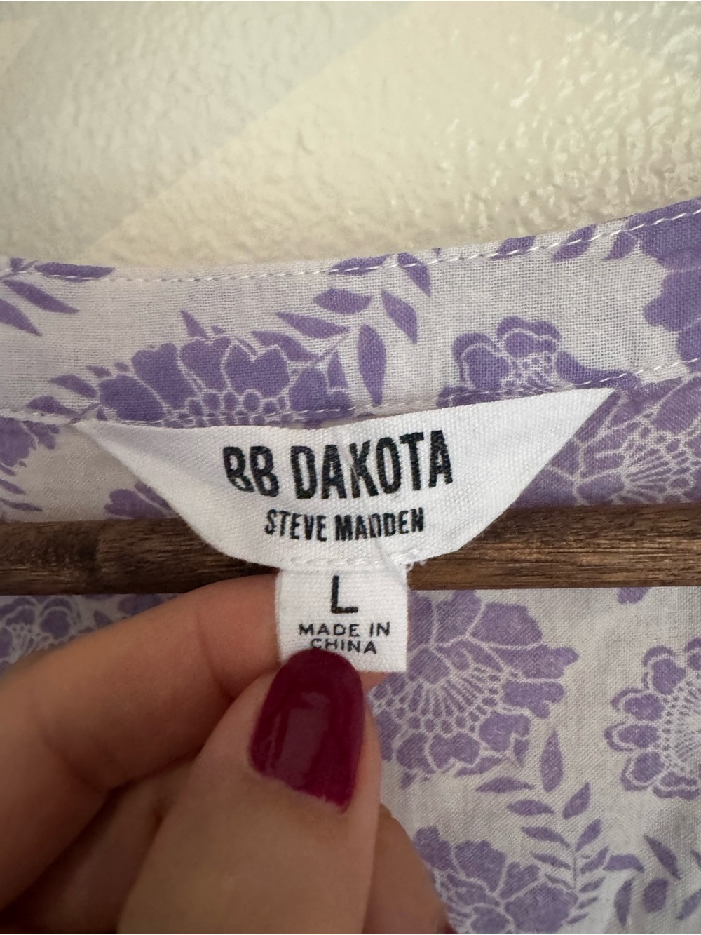 BB Dakota Steve Madden Purple Floral Ruffle Mini Dress Size L - Picture 5 of 9